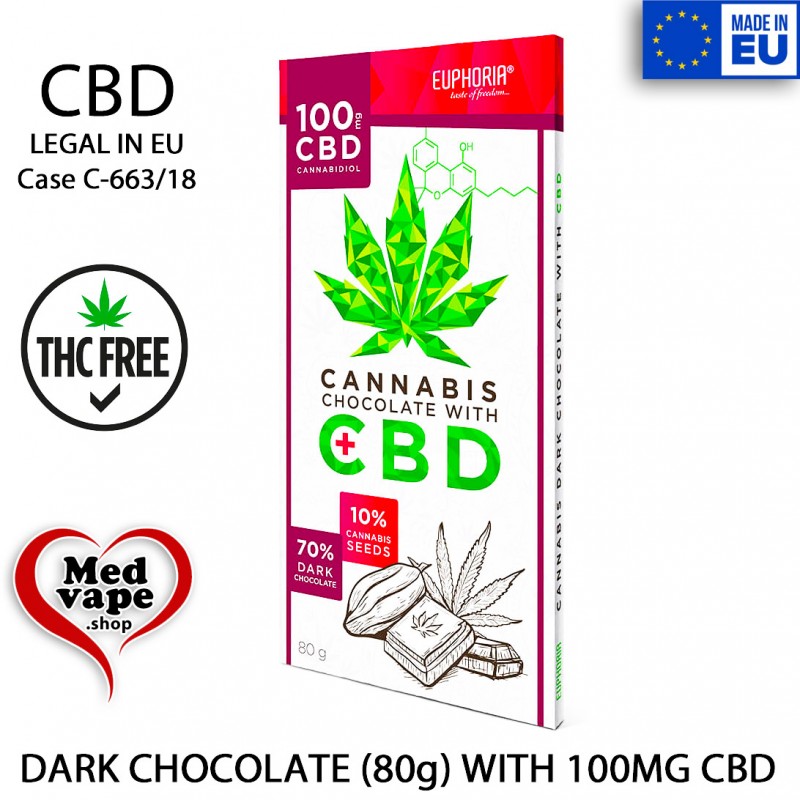 DARK CHOCOLATE 100MG CBD - EUPHORIA THC EDIBLES MEDVAPE