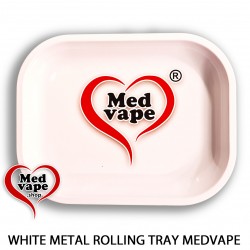 WHITE ROLLING TRAY METAL - MEDVAPE THC WEED LEGAL CANNABIS MEDVAPE JOINT MARIJUANA